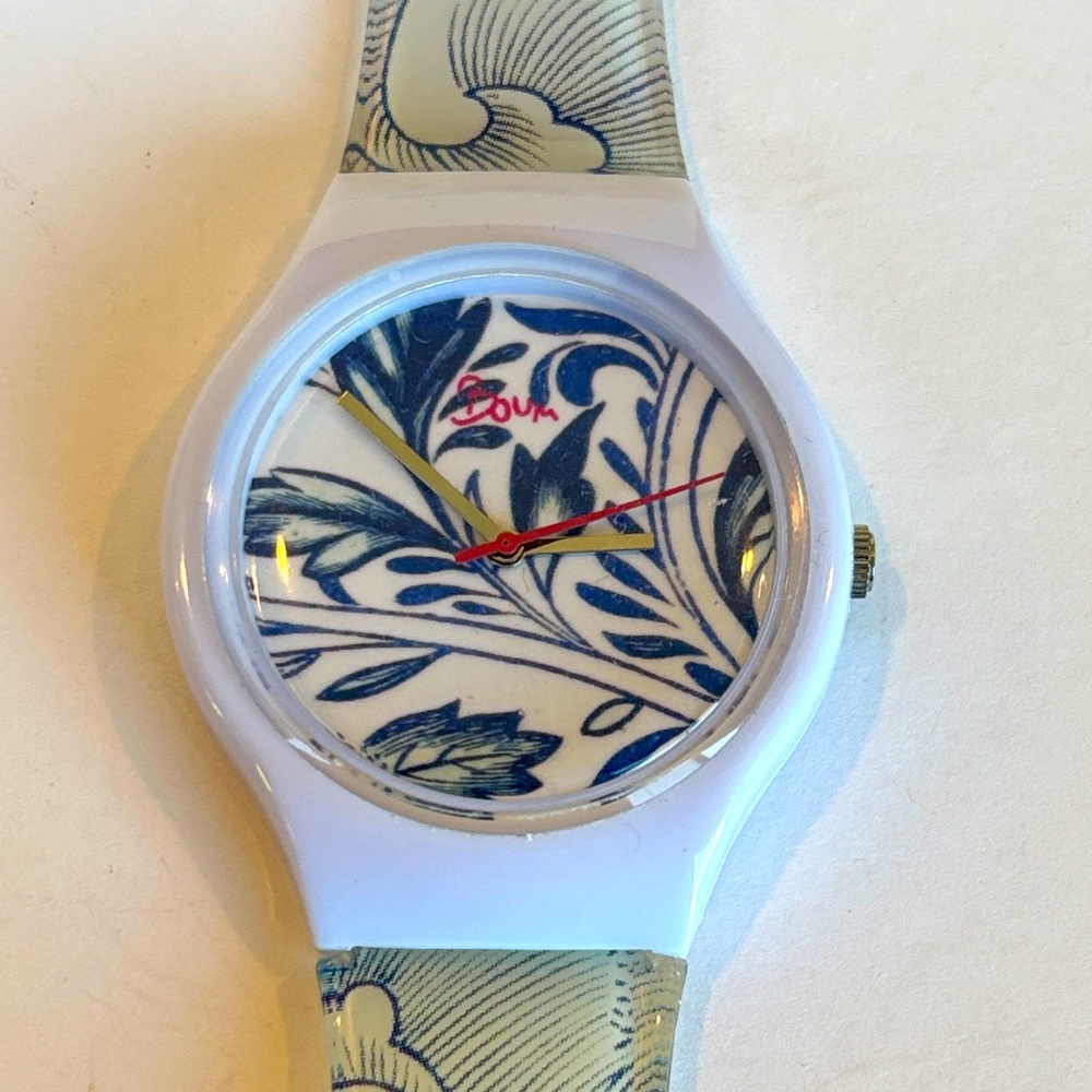 Boum Blue and White Floral Watch